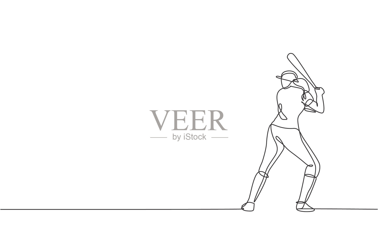 一个连续的线条画年轻的运动女人设计元素图片