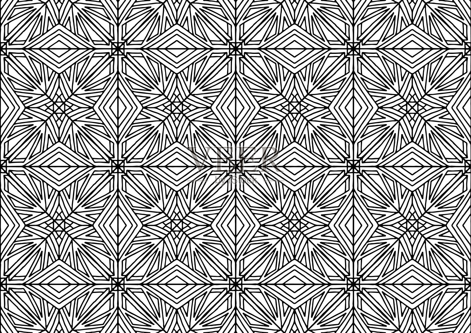 无缝瓷砖与民间抽象花卉在白色背景上色插画图片素材