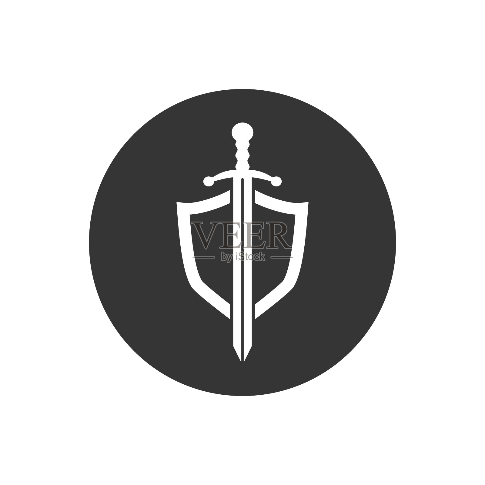 盾白色图标在时尚的平面设计。向量插画图片素材