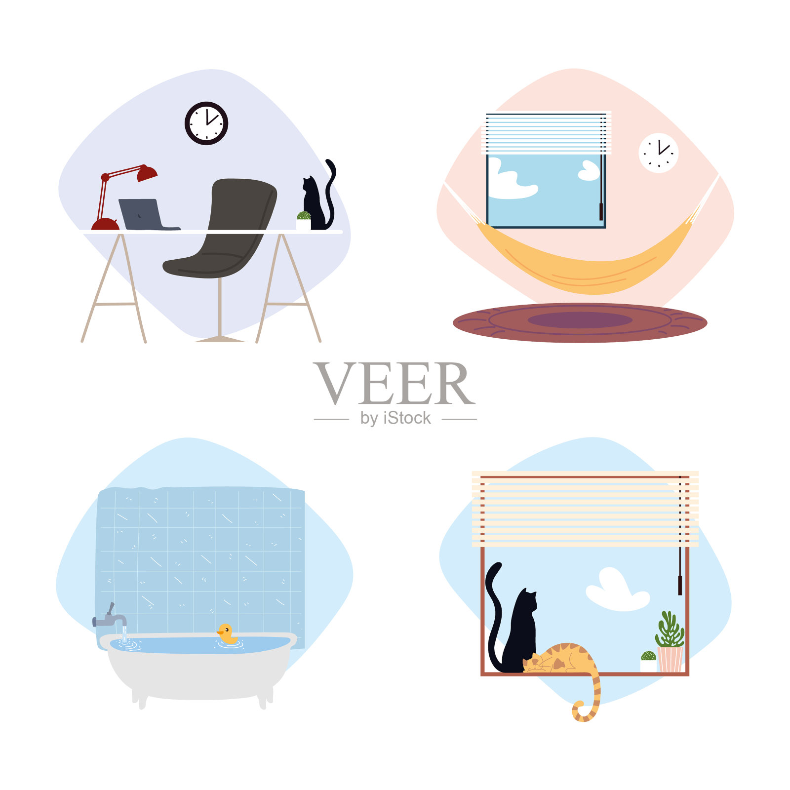 设置不同的空间，家庭房间桌椅图标素材