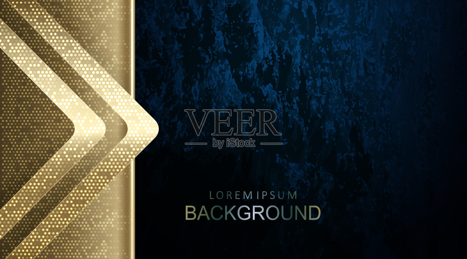 纹理设计在蓝色与一个梯度，一个箭头与金色色调马赛克插画图片素材