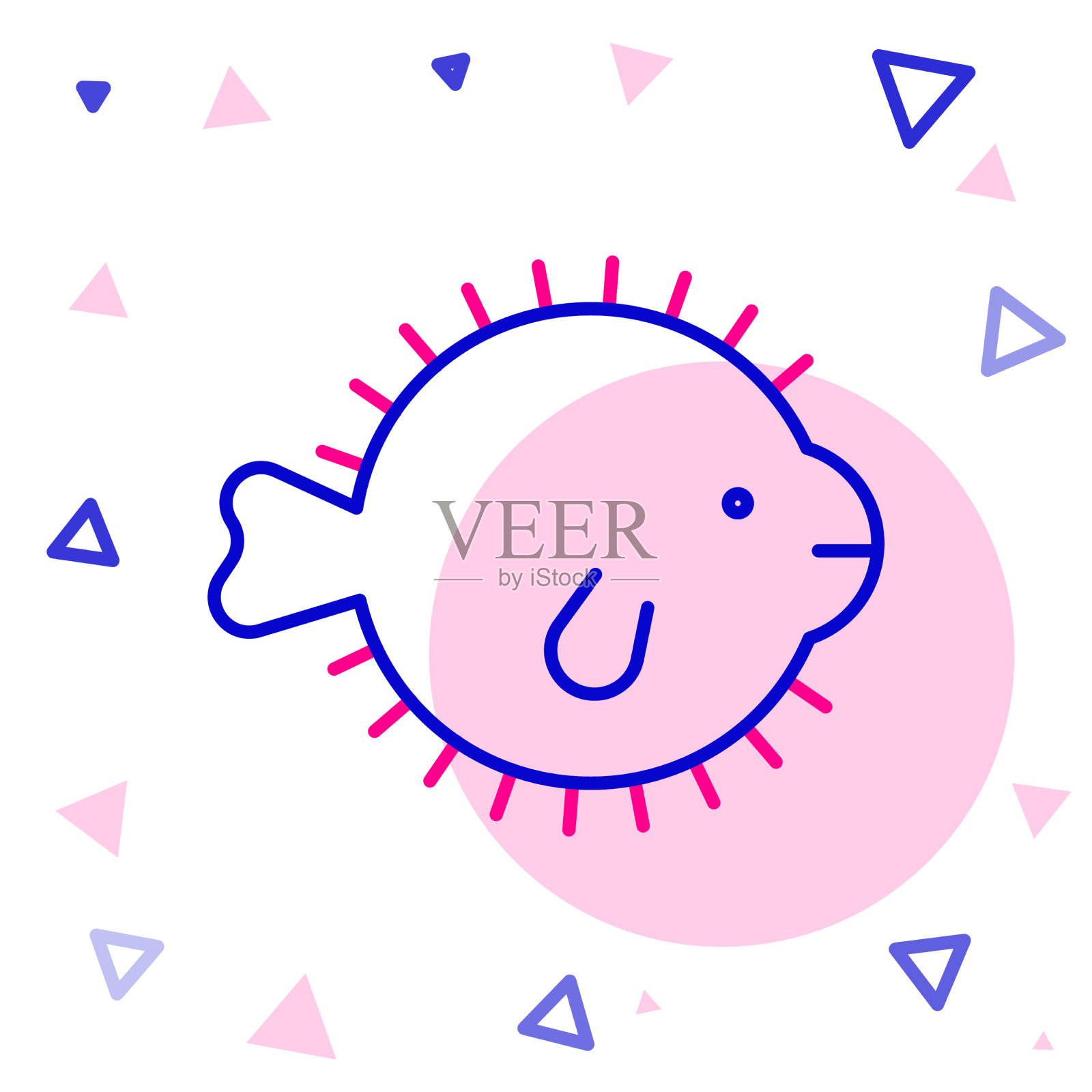 线河豚鱼图标孤立在白色背景插画图片素材