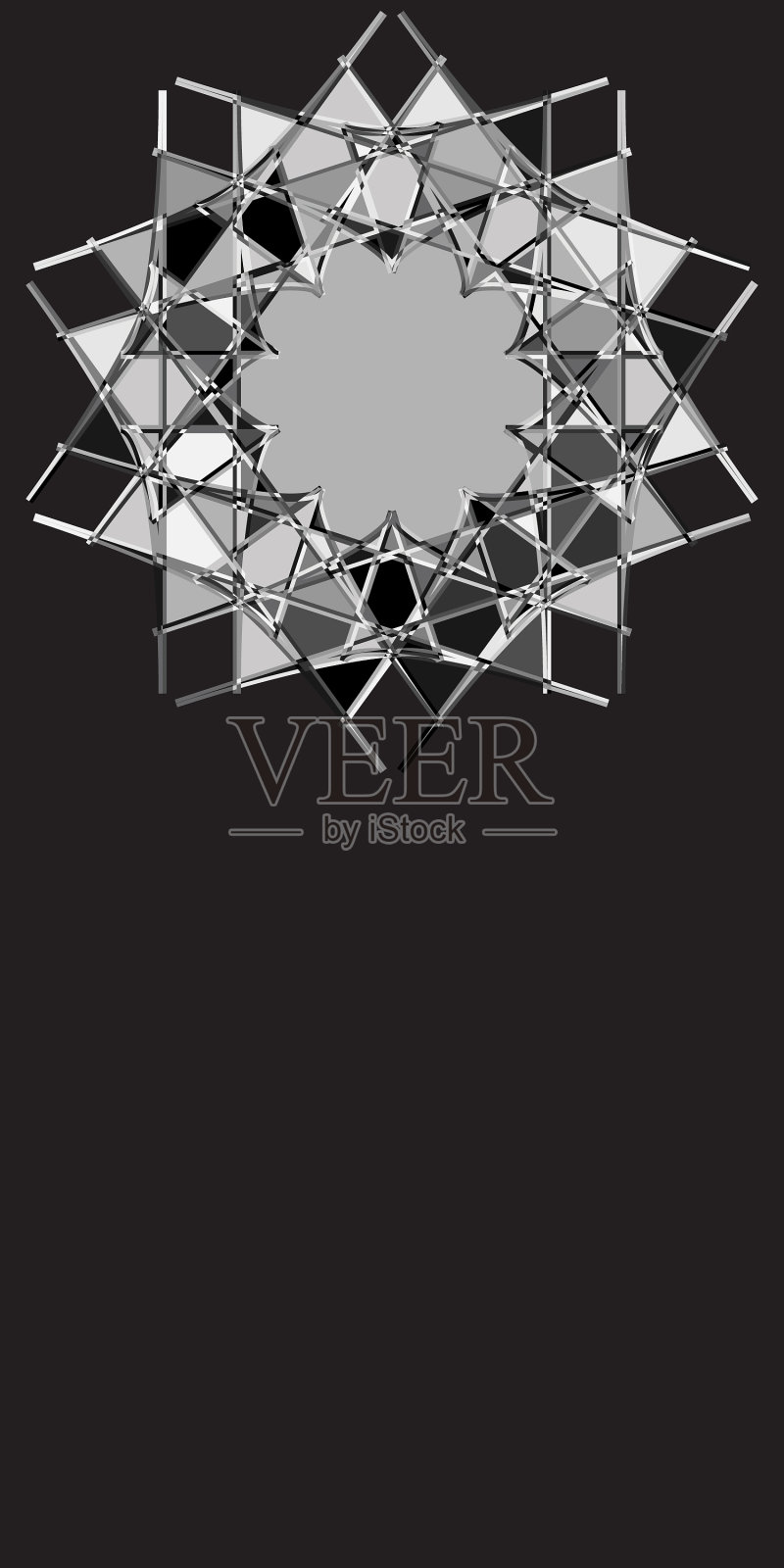 灰度抽象曼荼罗图案形状抽象插画图片素材