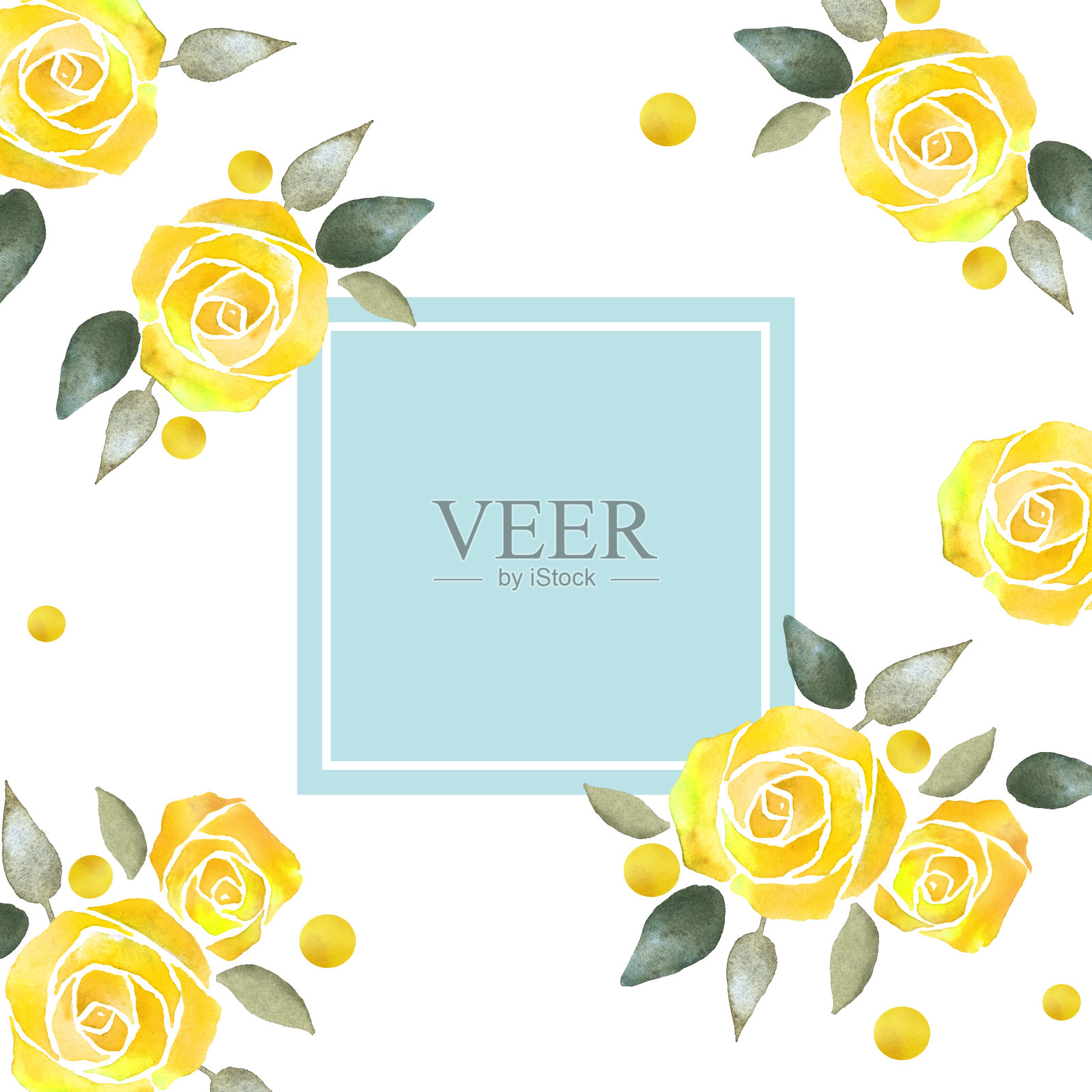 黄玫瑰花架插画图片素材