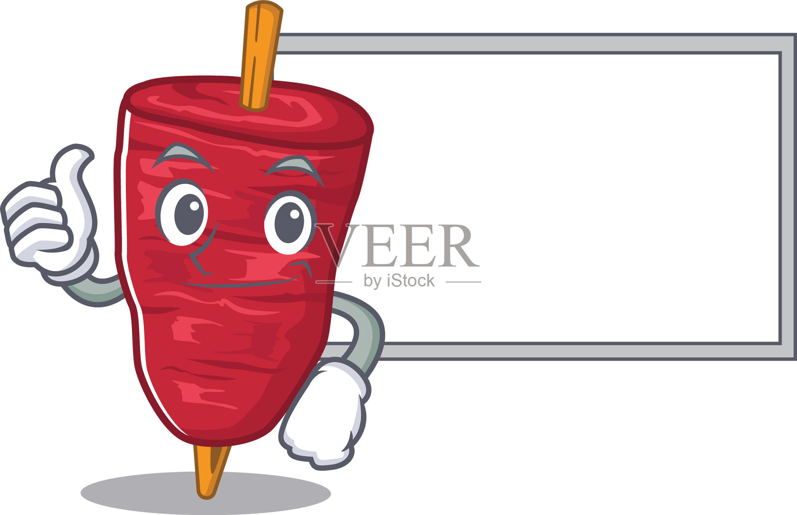 幽默的烤肉串卡通设计竖起大拇指插画图片素材