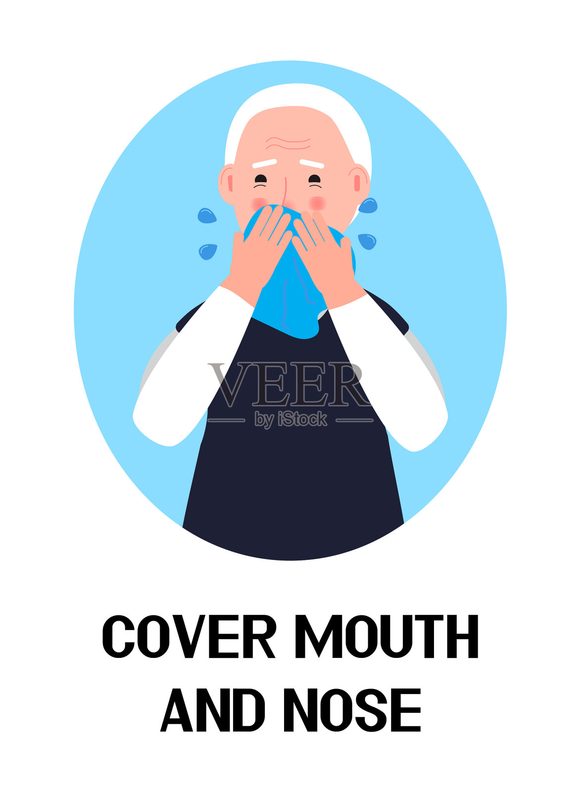 打喷嚏的男人象征着流感病毒插画图片素材