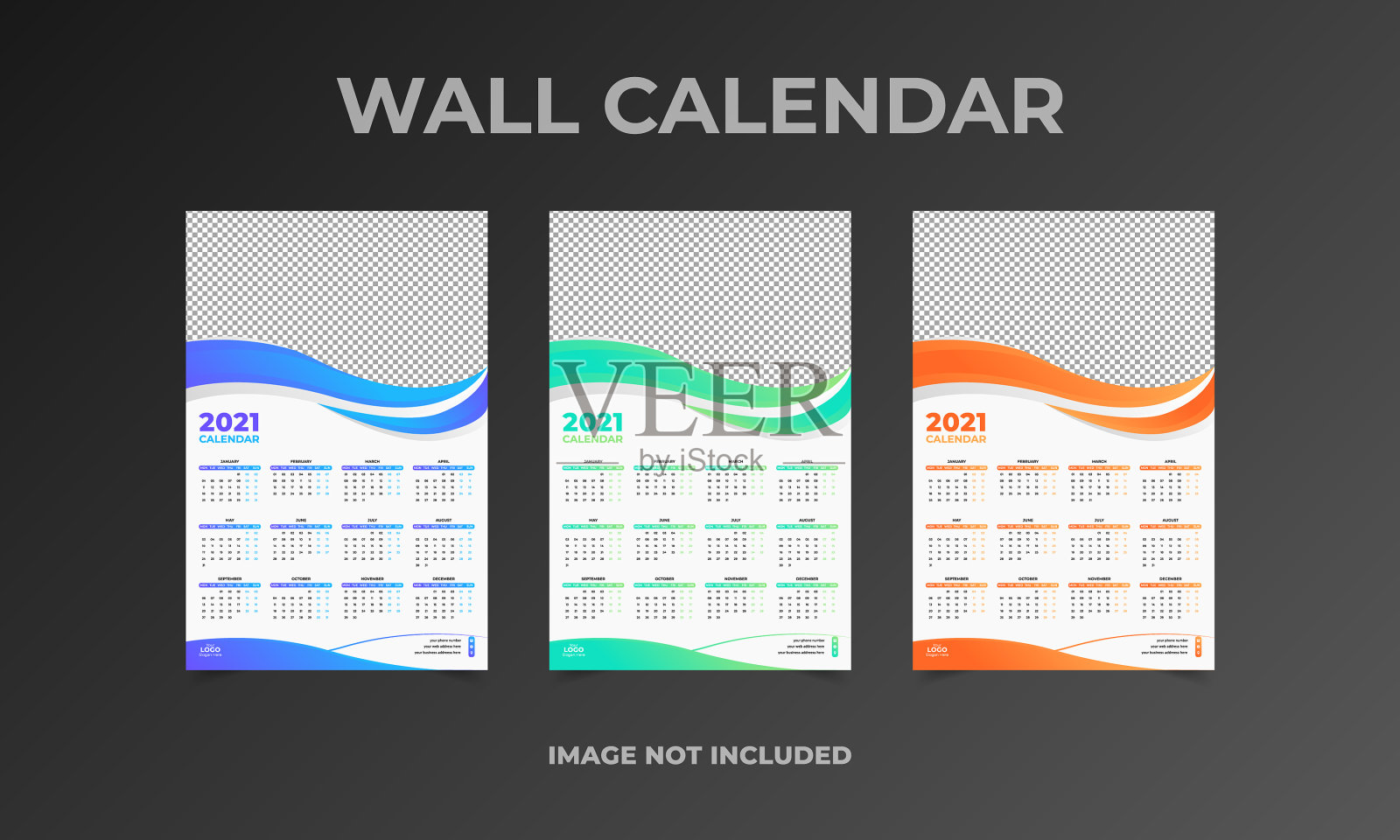 挂历2021现代三色为主插画图片素材