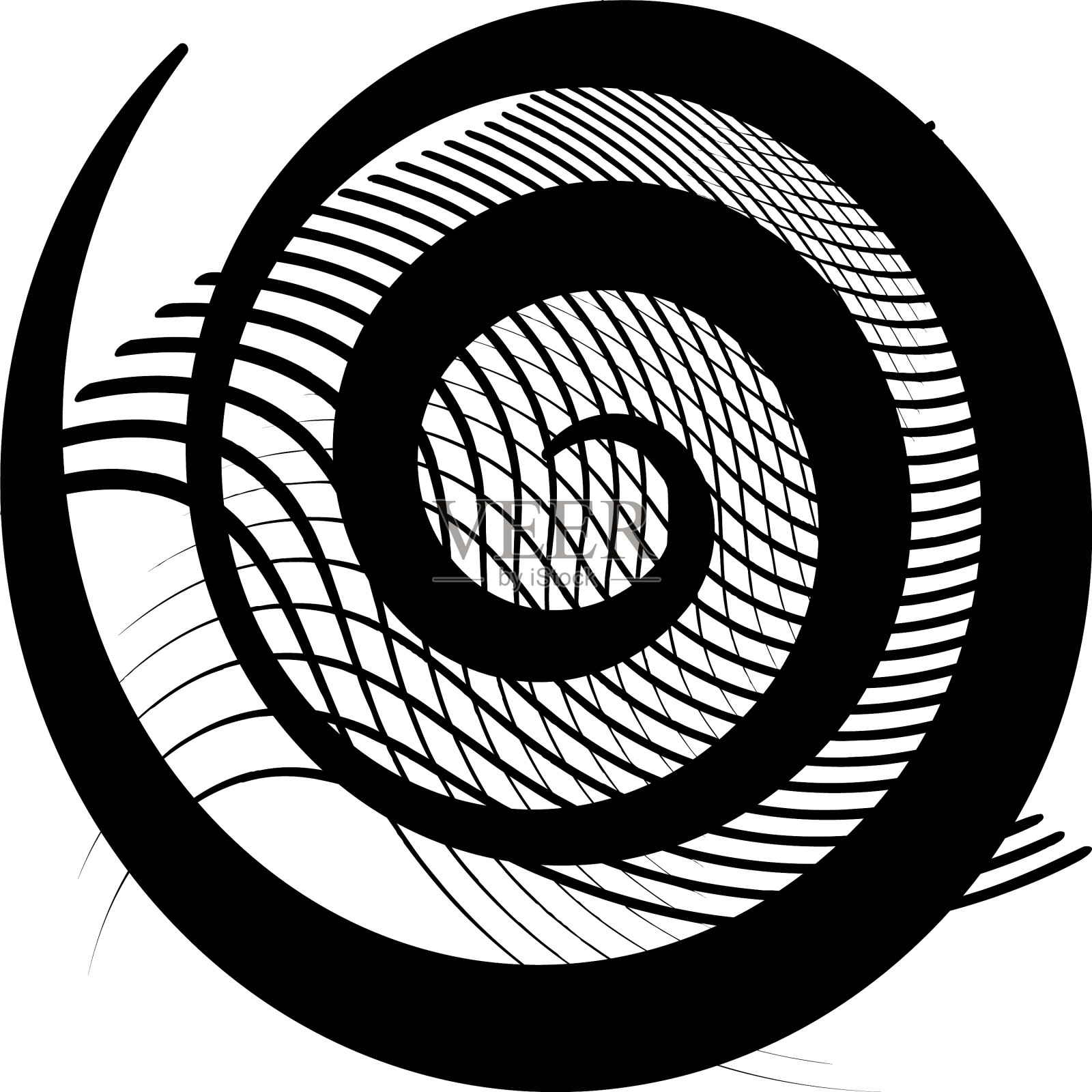 叠加抽象螺旋、漩涡、漩涡蜗壳插画图片素材