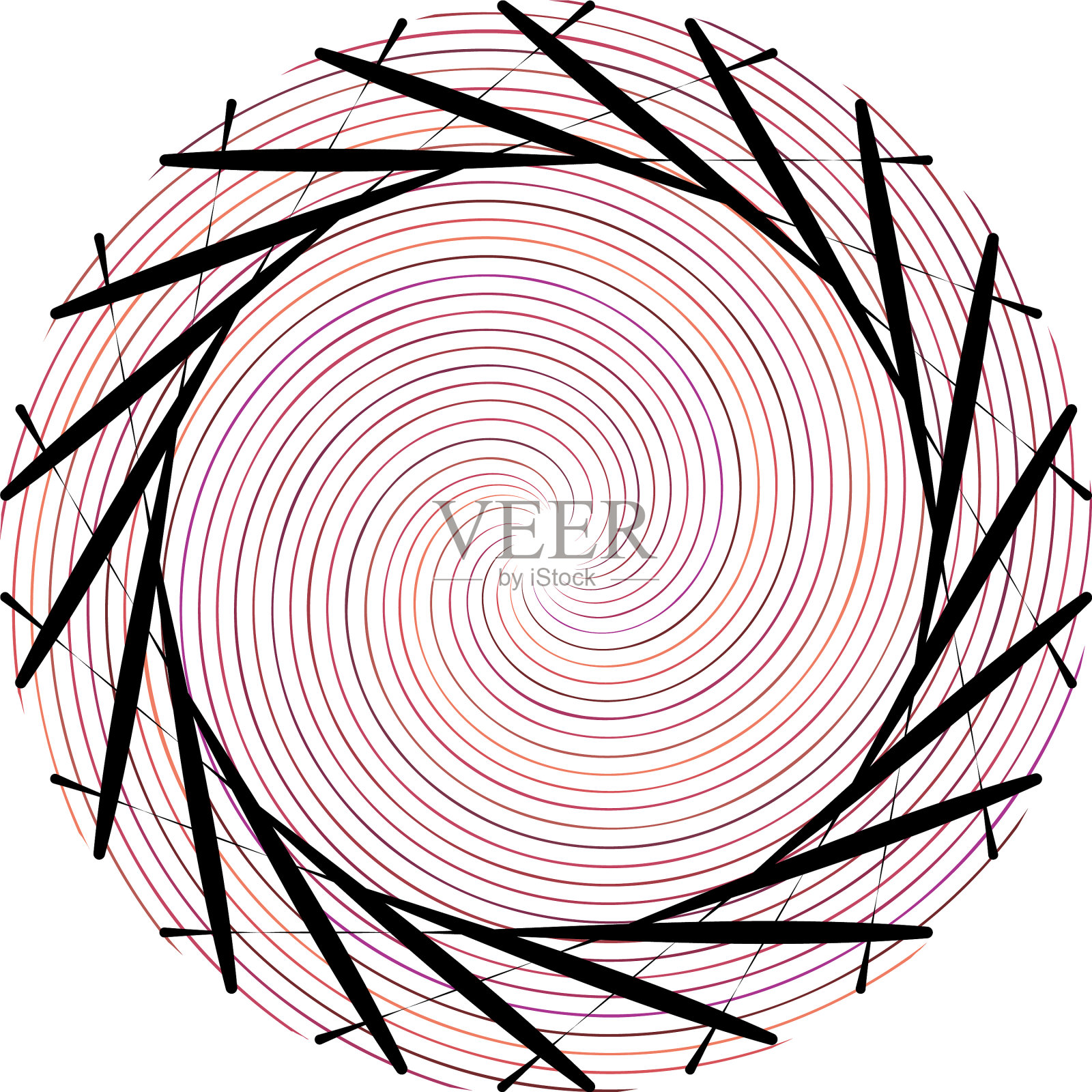 叠加抽象螺旋、漩涡、漩涡蜗壳插画图片素材