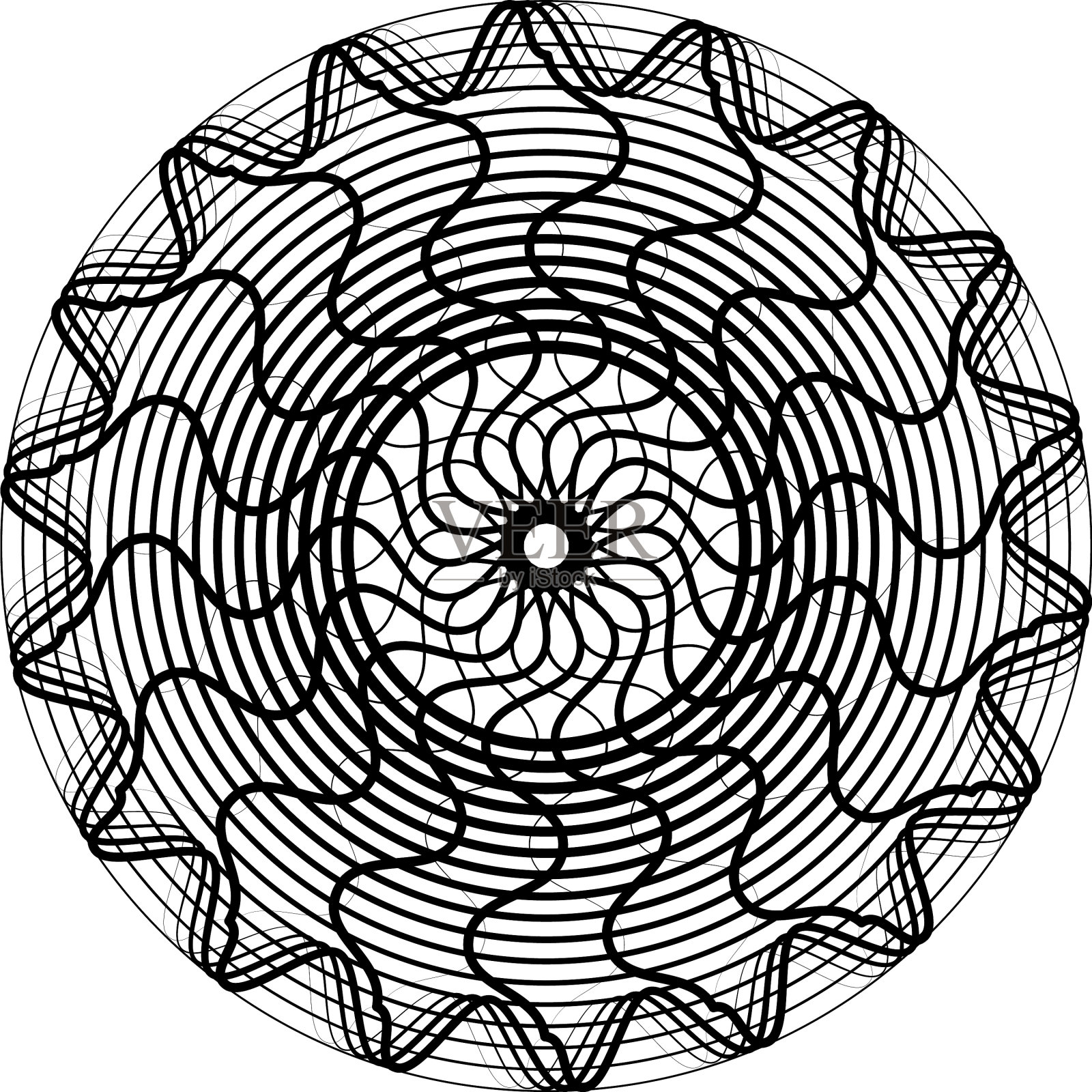 叠加抽象螺旋、漩涡、漩涡蜗壳插画图片素材