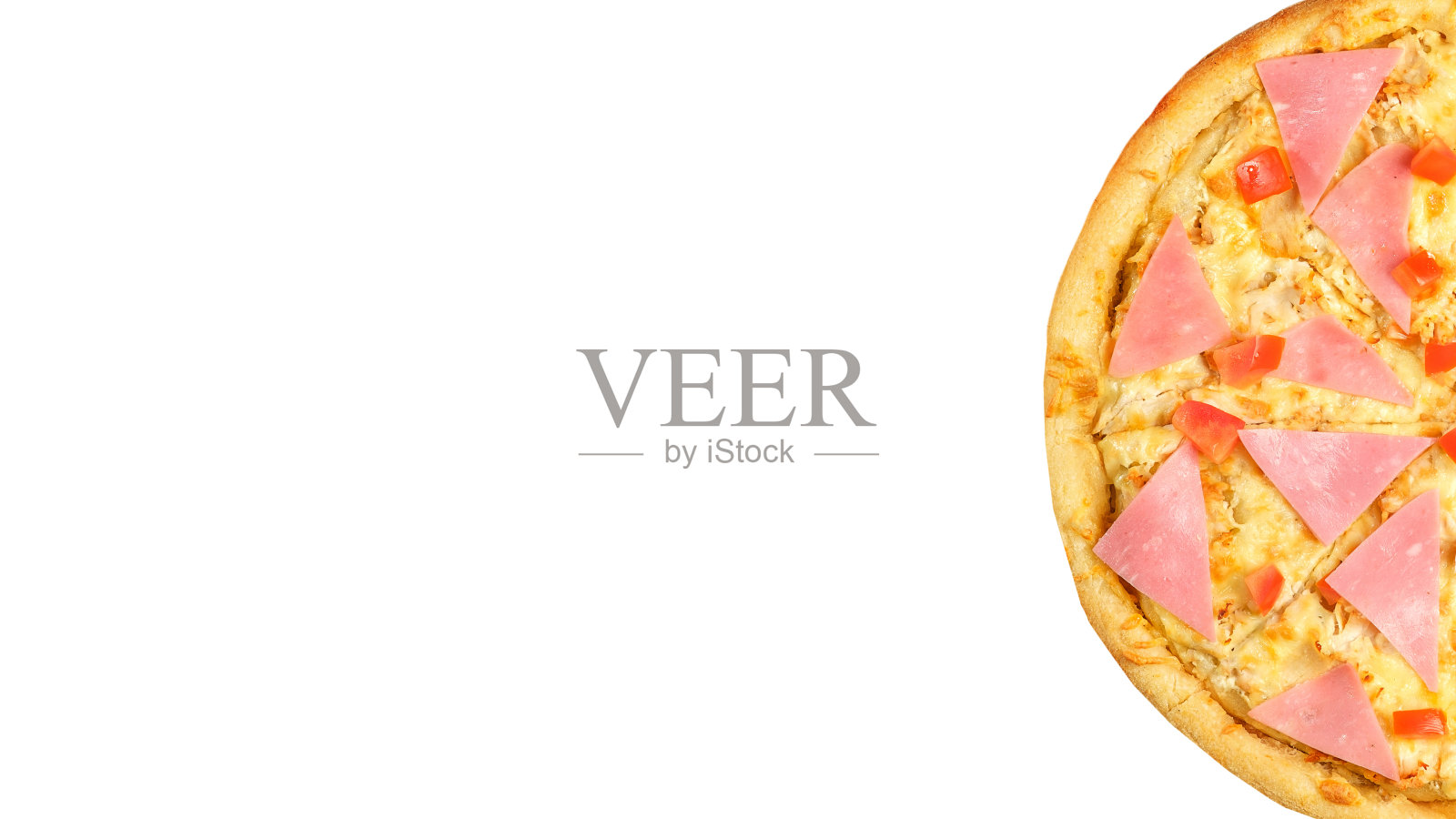 披萨孤立在白色背景上。意大利食品的概念。开胃的披萨。横幅。照片摄影图片