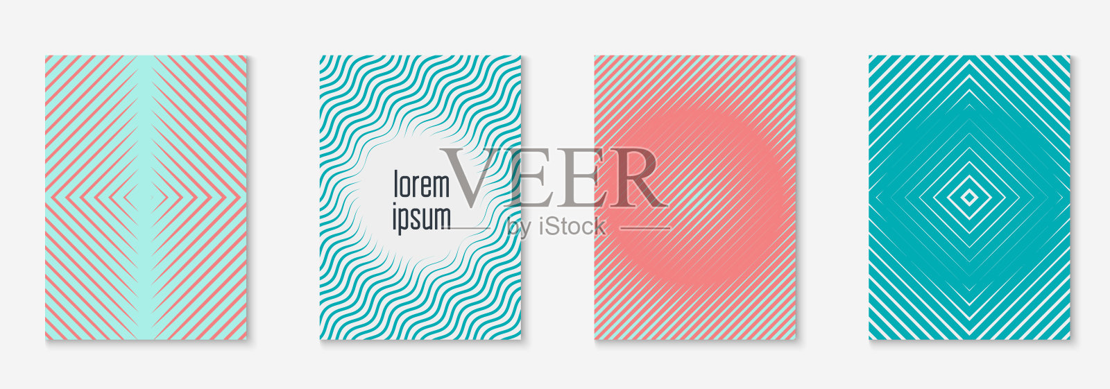 线条几何元素的极简时尚封面模板。设计模板素材