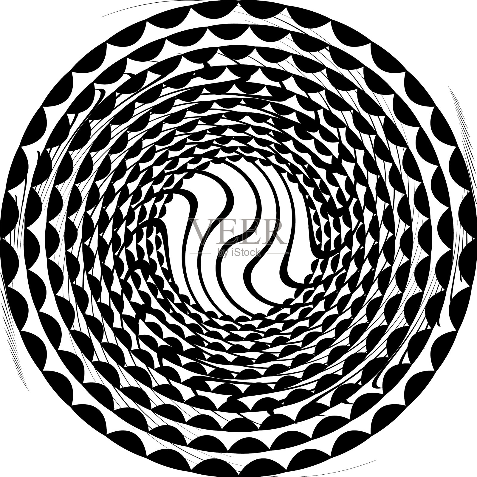 叠加抽象螺旋、漩涡、漩涡蜗壳插画图片素材