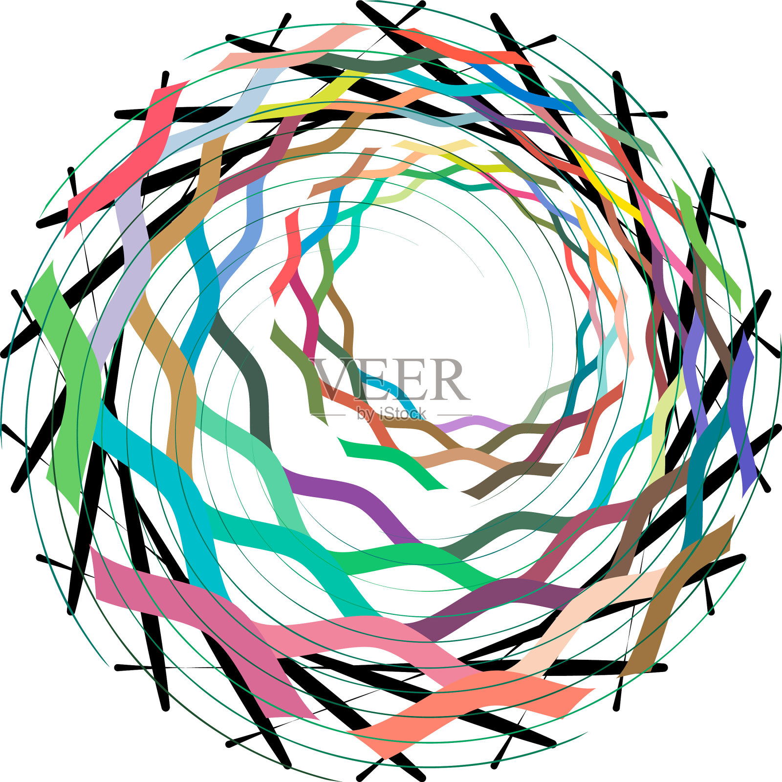 叠加抽象螺旋、漩涡、漩涡蜗壳插画图片素材