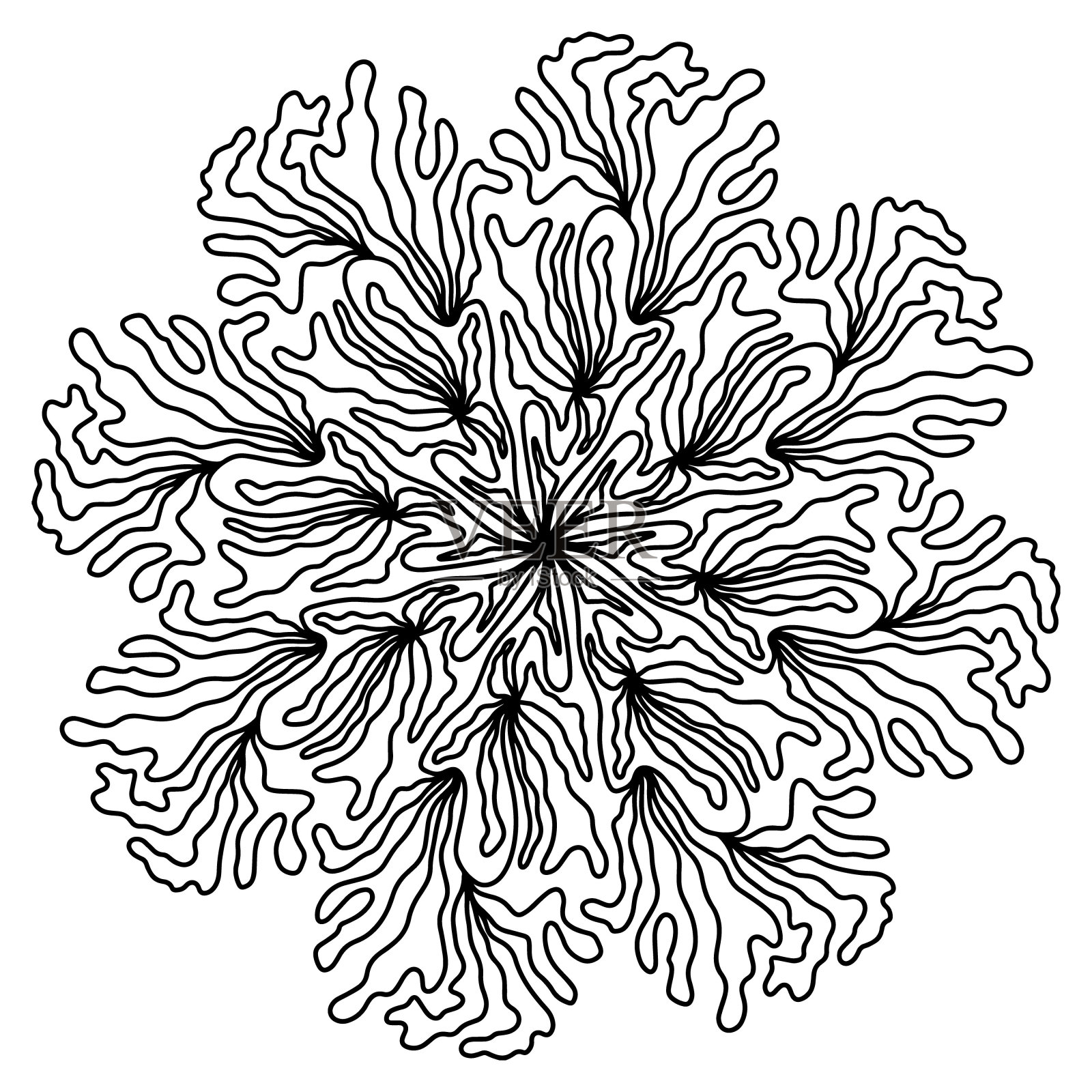 简单的曼陀罗像花或星星着色书插画图片素材