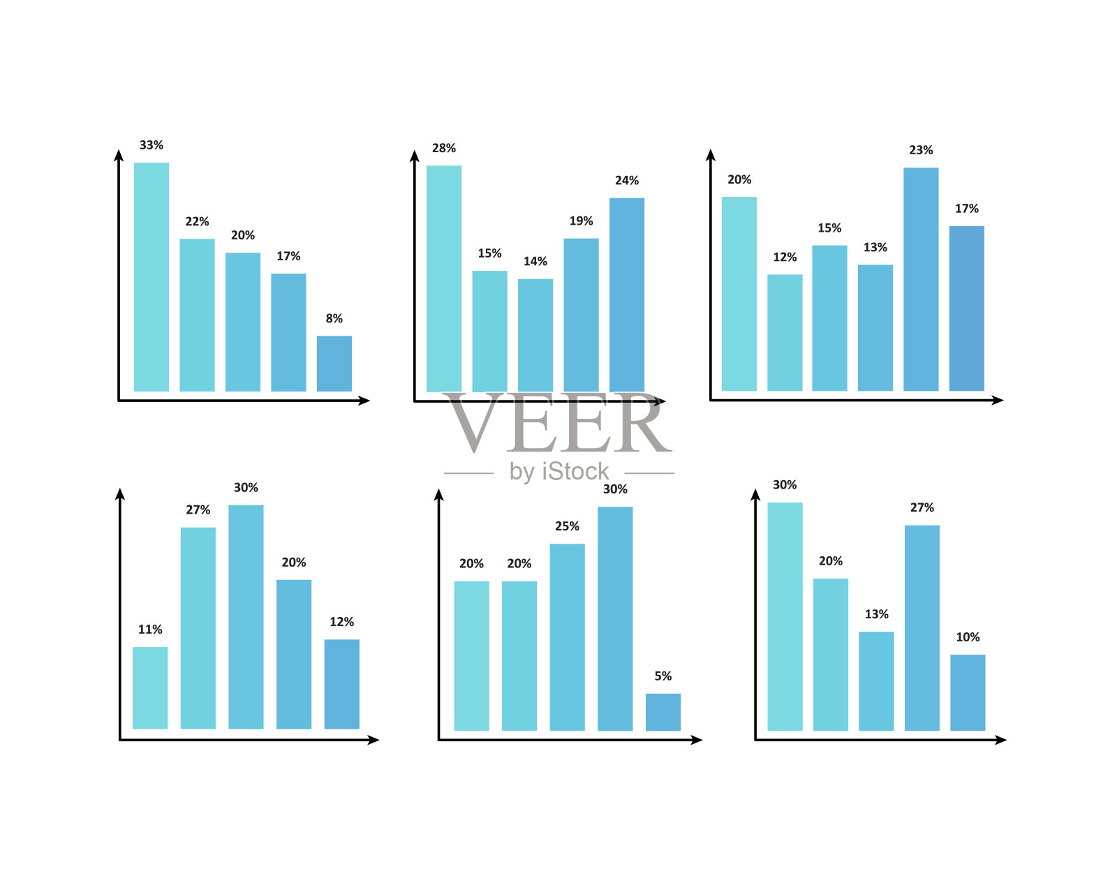 条形图模板集。矢量平面插图。语句的设计元素。插画图片素材