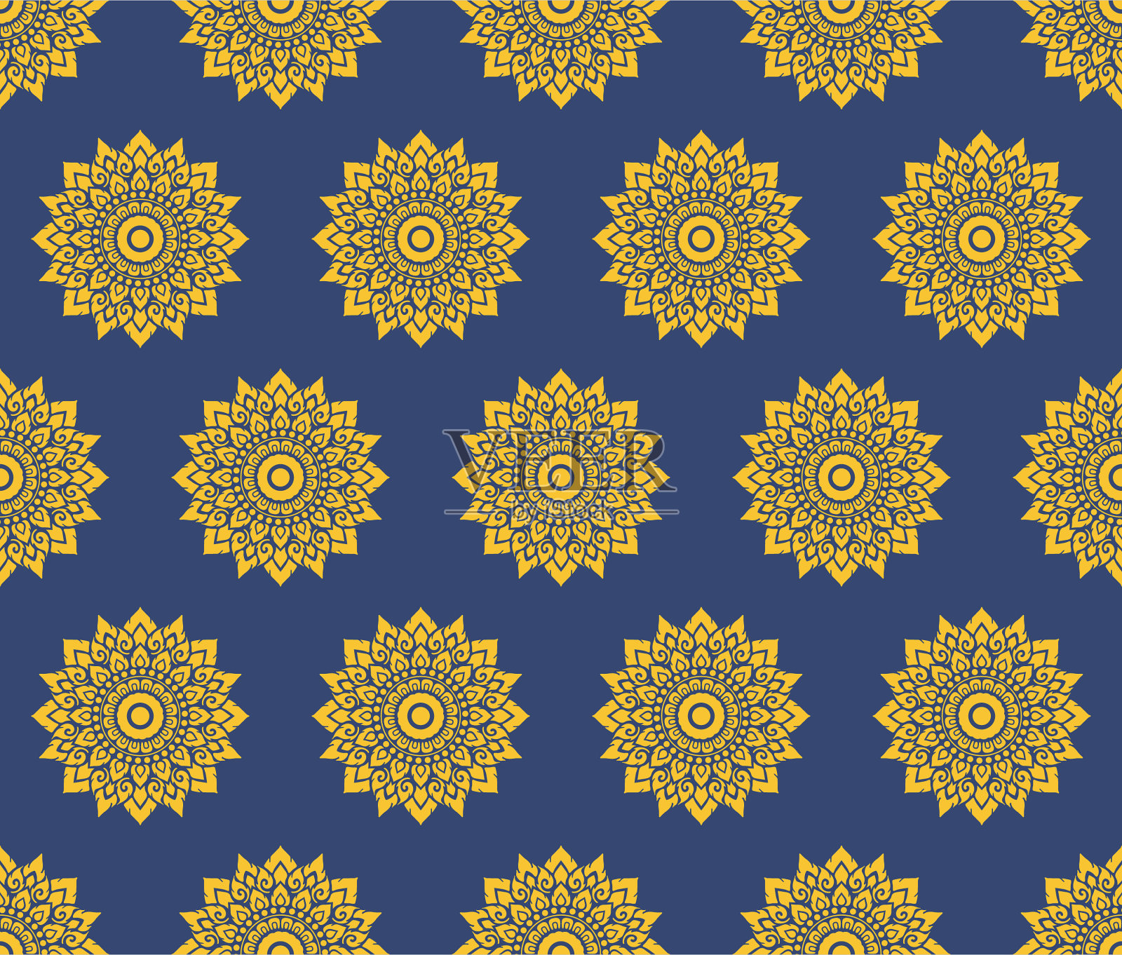 泰国圆花矢量无缝模式插画图片素材