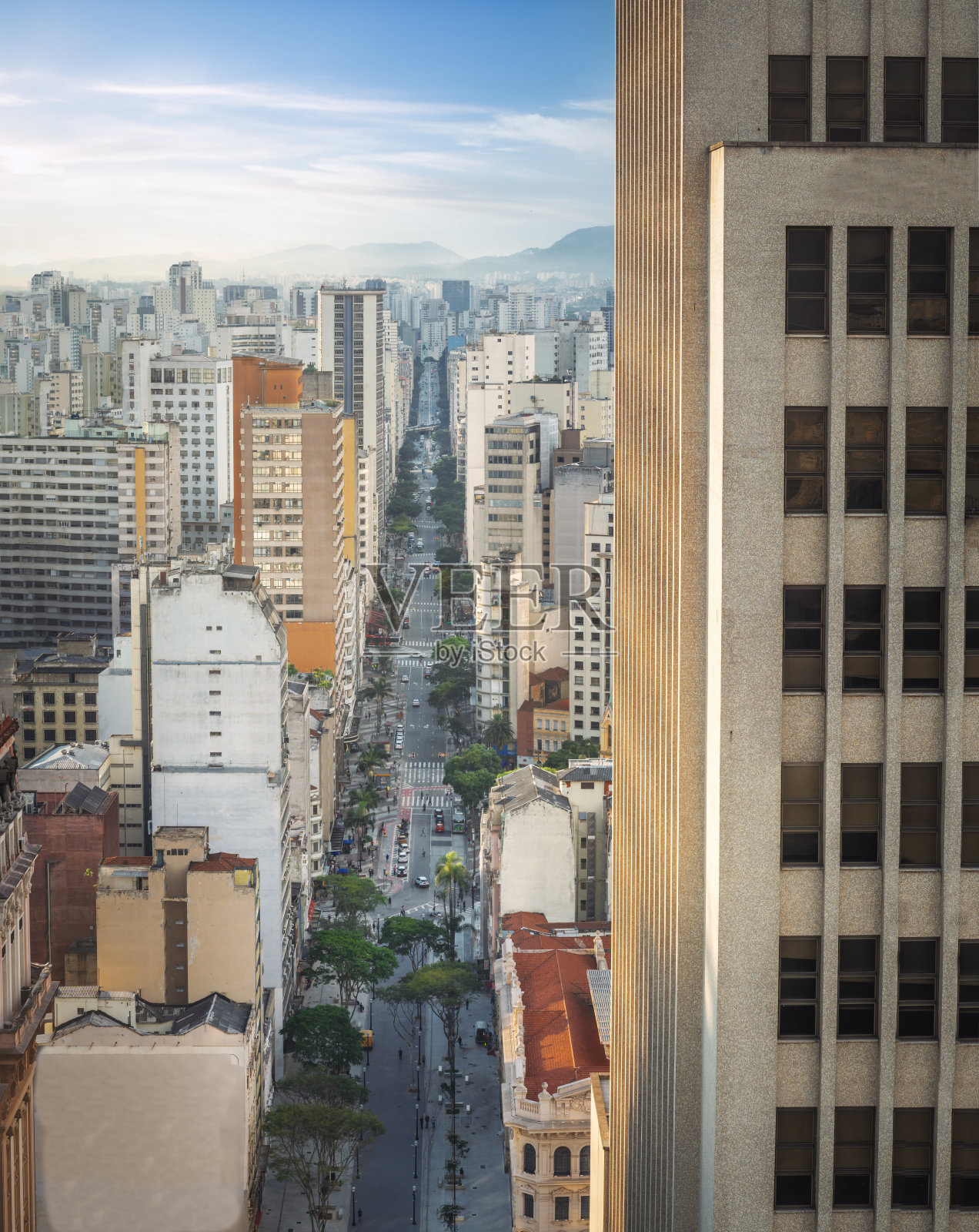 鸟瞰图圣保罗市中心和圣保罗大道-圣保罗，巴西照片摄影图片