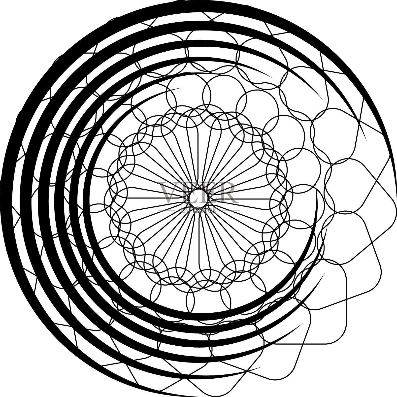 叠加抽象螺旋、漩涡、漩涡蜗壳插画图片素材