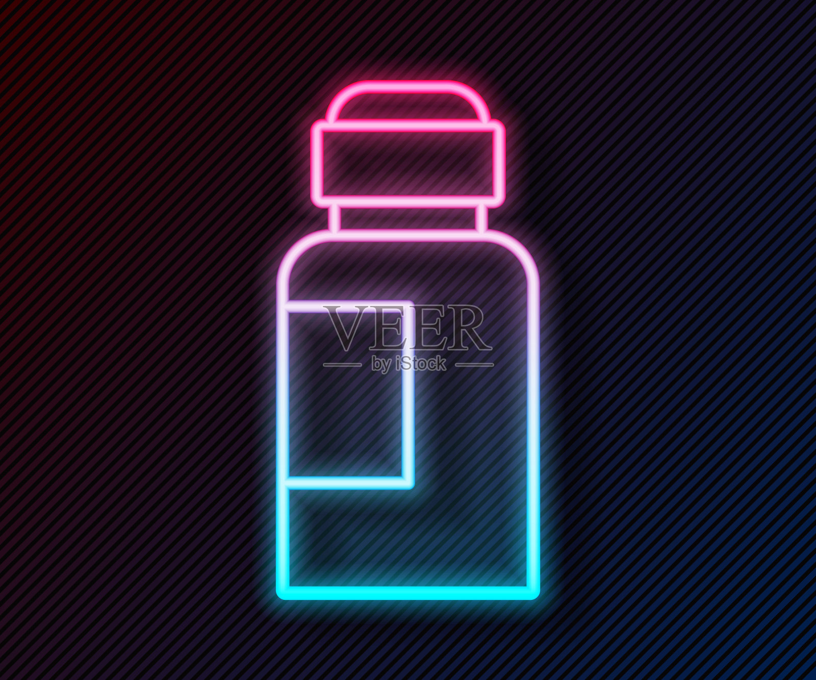 发光的霓虹灯线油漆，水粉，罐子，染料图标孤立的黑色背景。向量插画图片素材