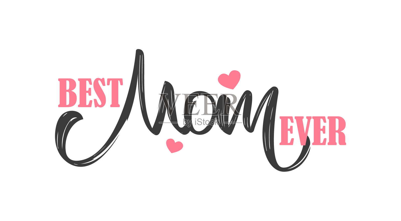 矢量贺卡与手写字母作文的最好的妈妈。快乐的母亲节。插画图片素材