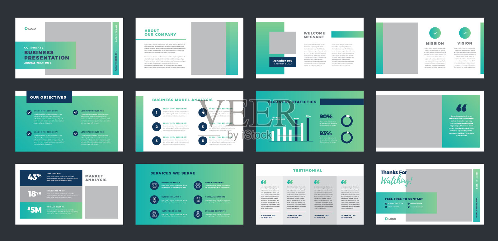 商业展示小册子指南设计或Powerpoint幻灯片模板或销售指南滑块插画图片素材