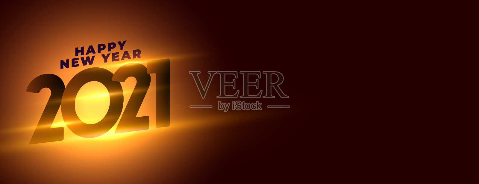 发光的2021年在黑色的背景插画图片素材