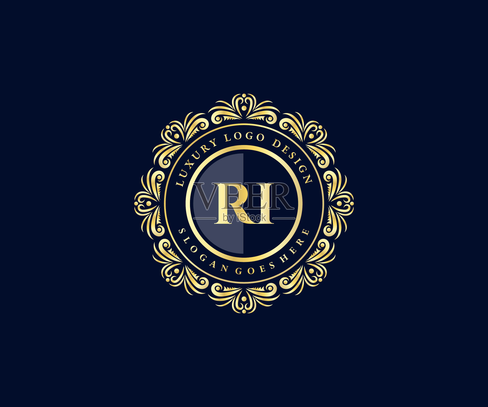 Ri首字母金字书法女性插画图片素材