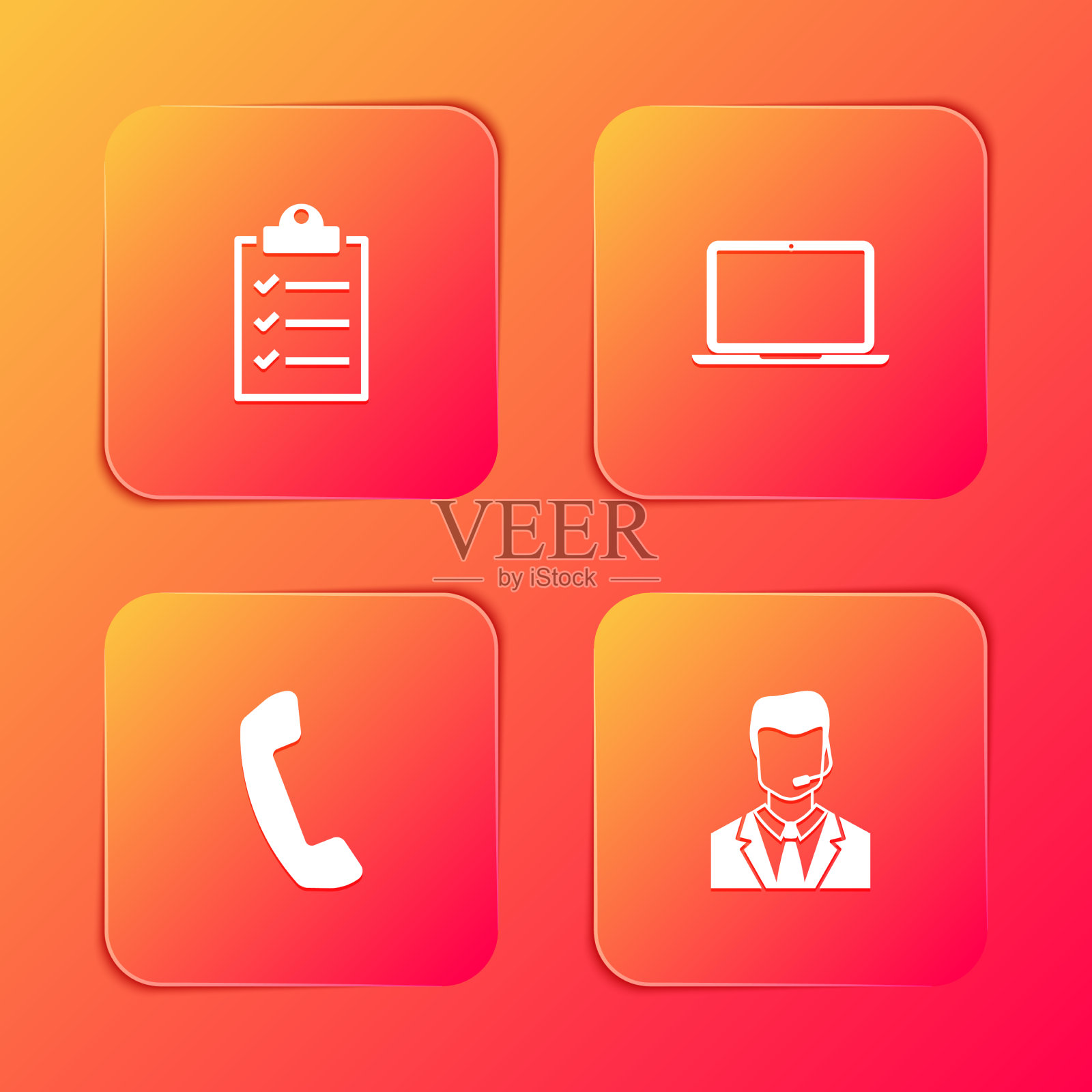 设置写字板和检查表笔记本电话图标素材