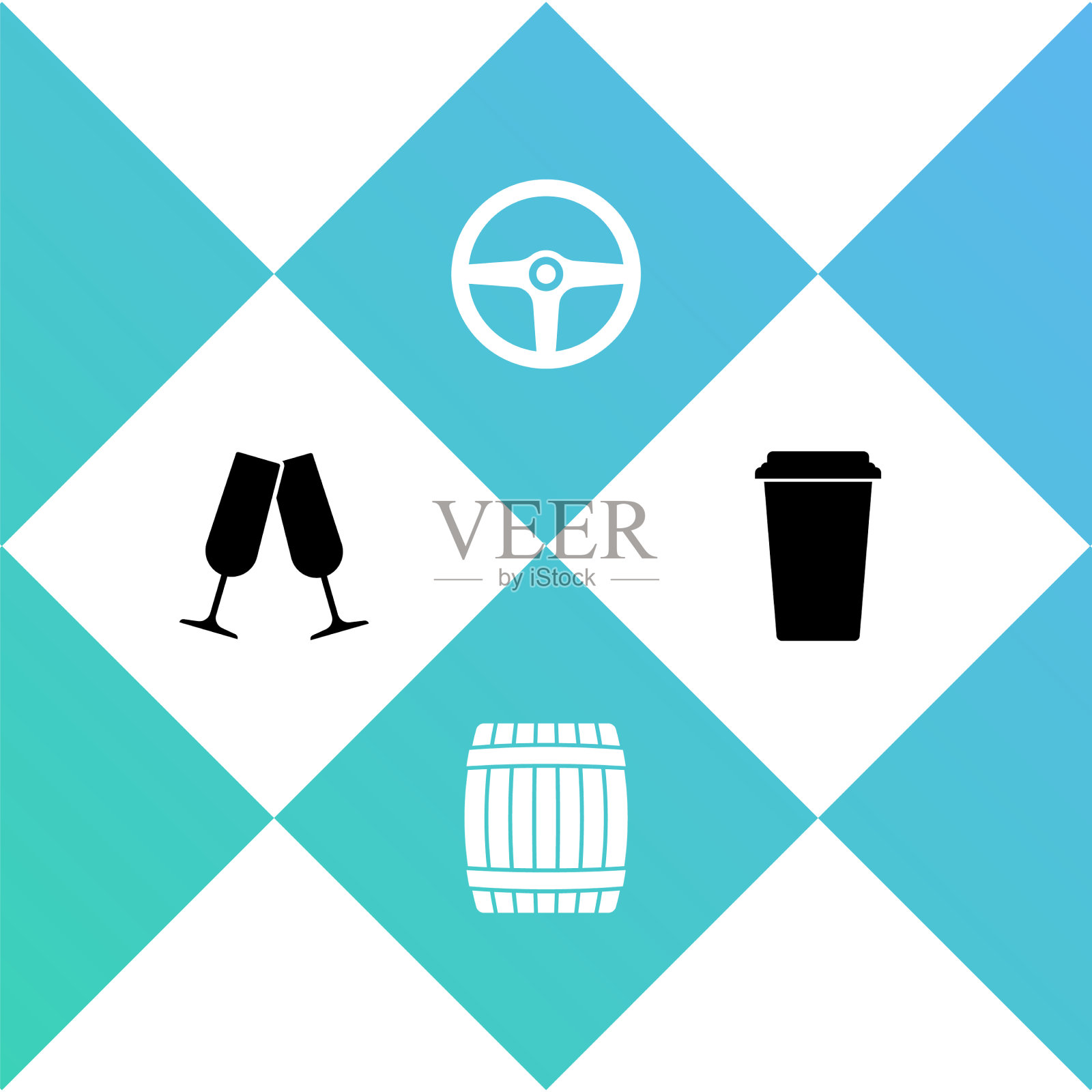 设置酒杯，香槟木桶转向图标素材