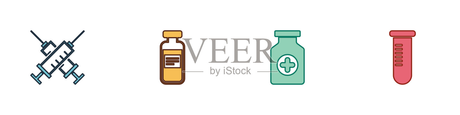 设置交叉注射器医用小瓶安瓿图标素材