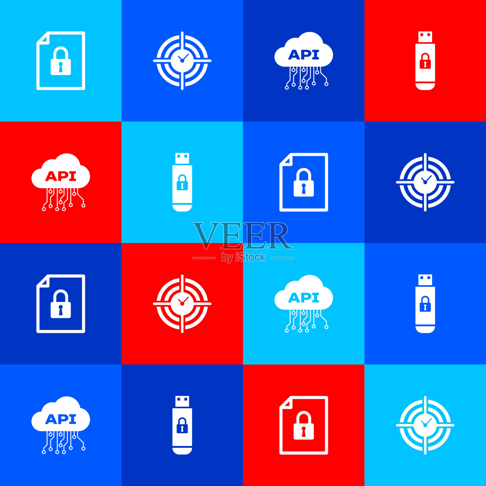 设置文档和锁定时间管理云API图标素材