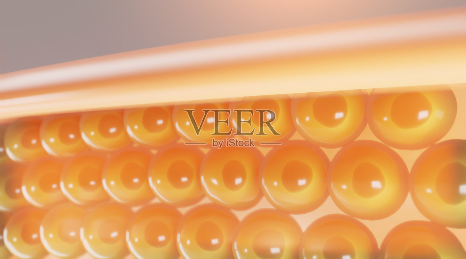 3d皮肤细胞显微镜下，皮肤松弛的皮肤细胞，皮肤层向上。照片摄影图片