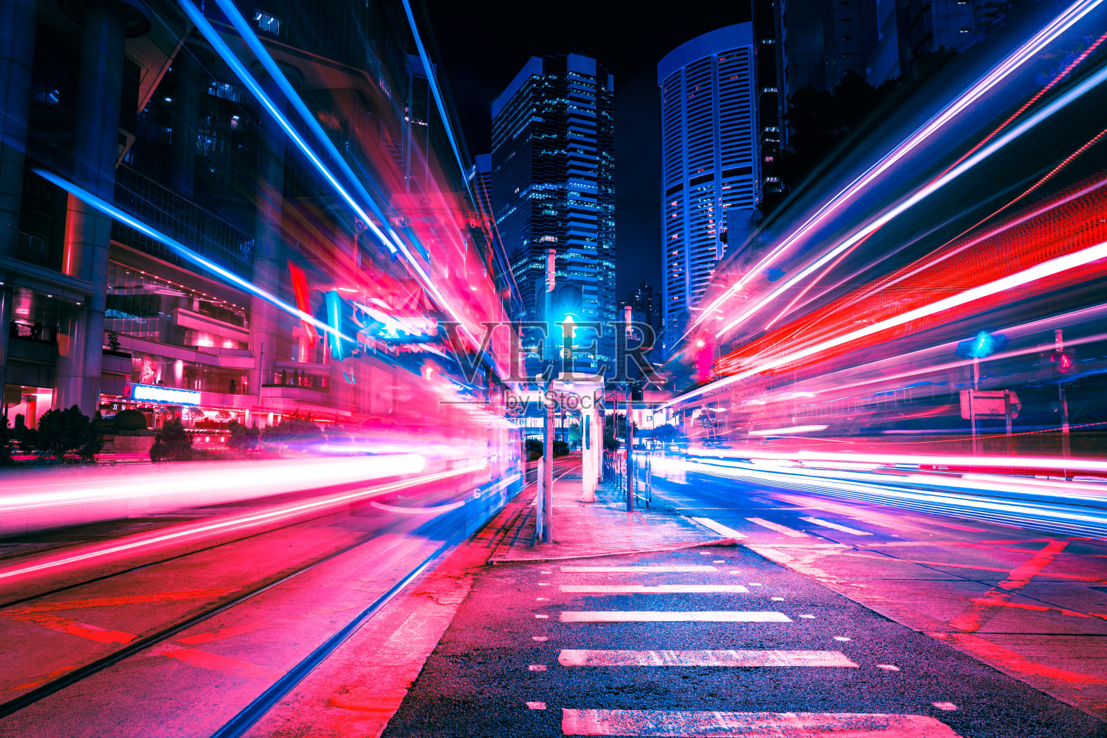 香港中区夜间拍摄。照片摄影图片