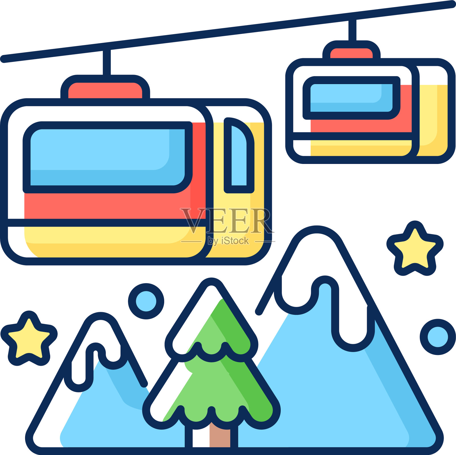 电缆铁路RGB颜色图标设计元素图片