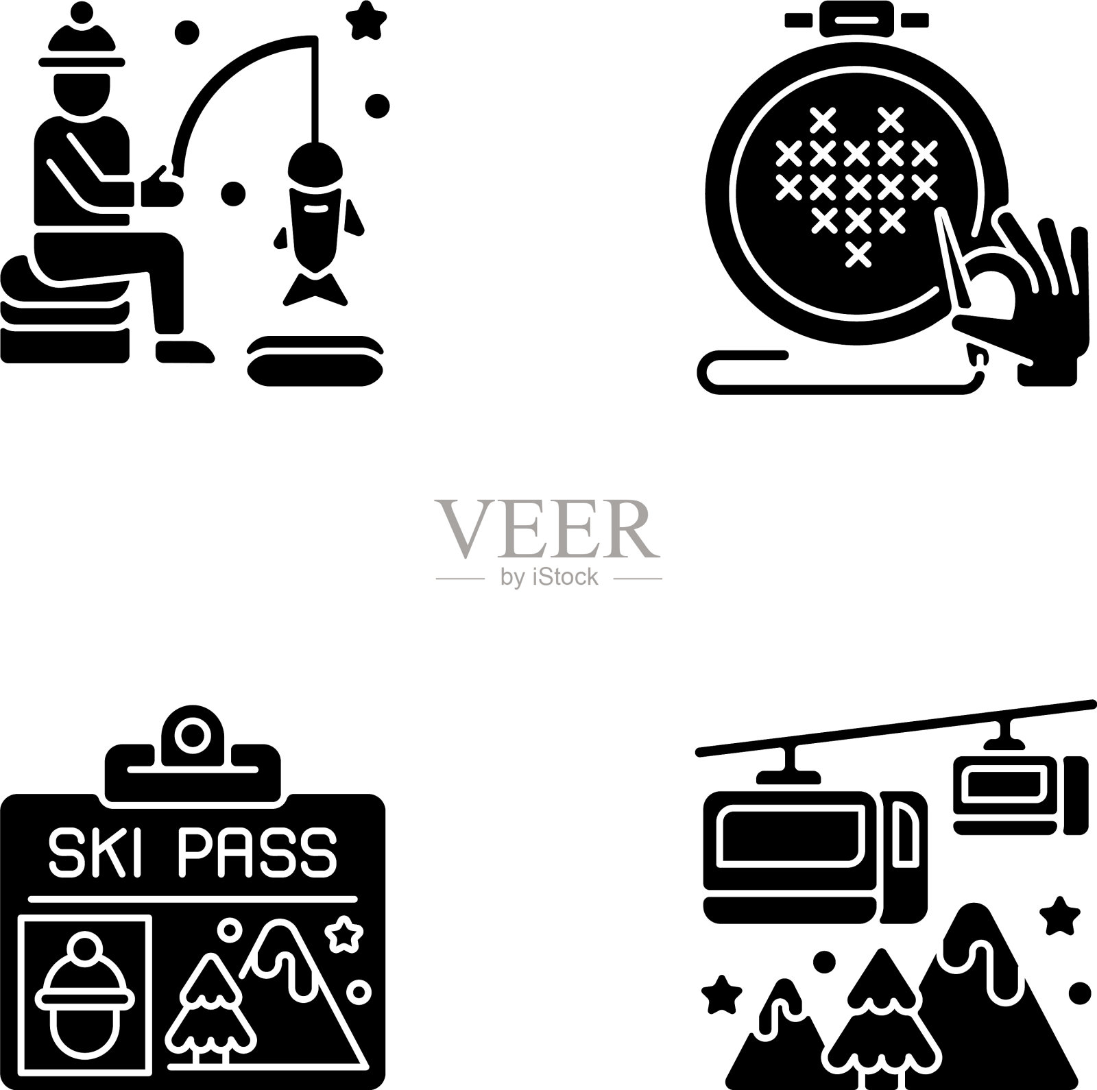 冬季季节性活动黑色字形图标设置图标素材