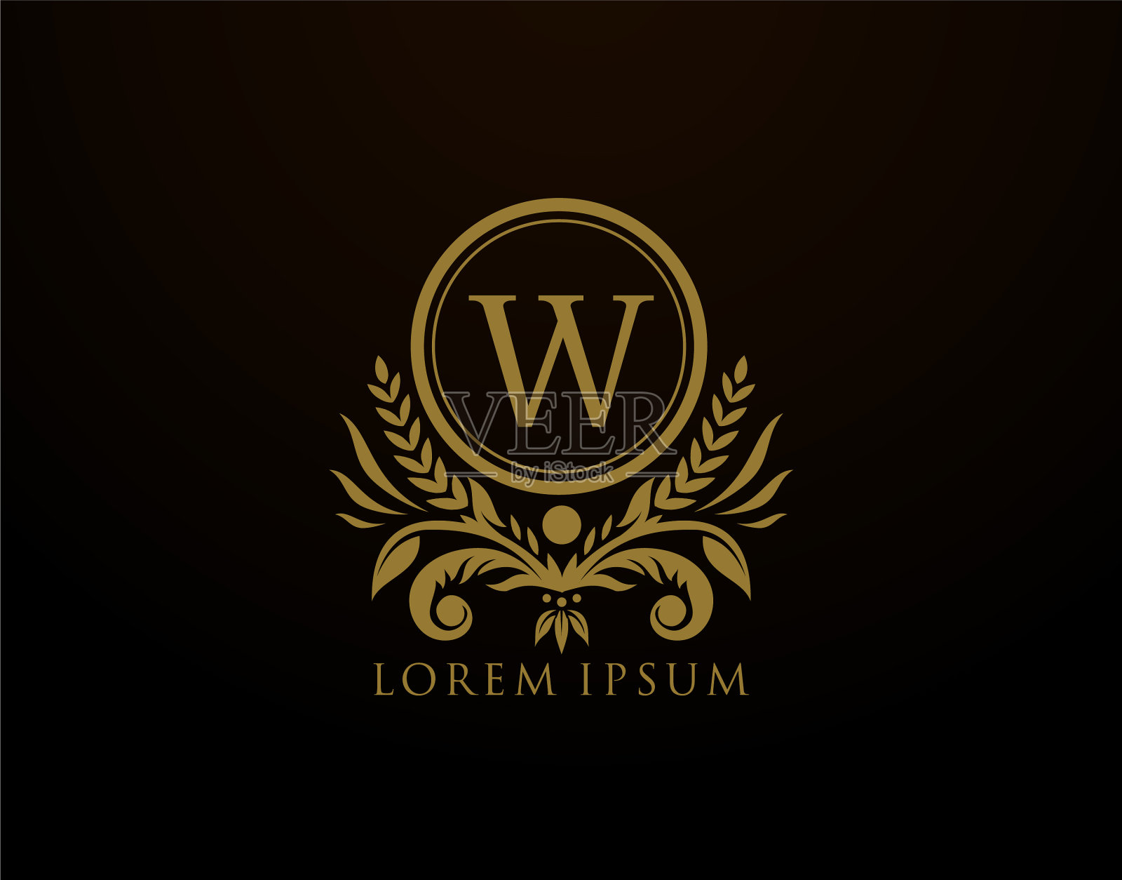 豪华皇家字母w交织标志优雅插画图片素材