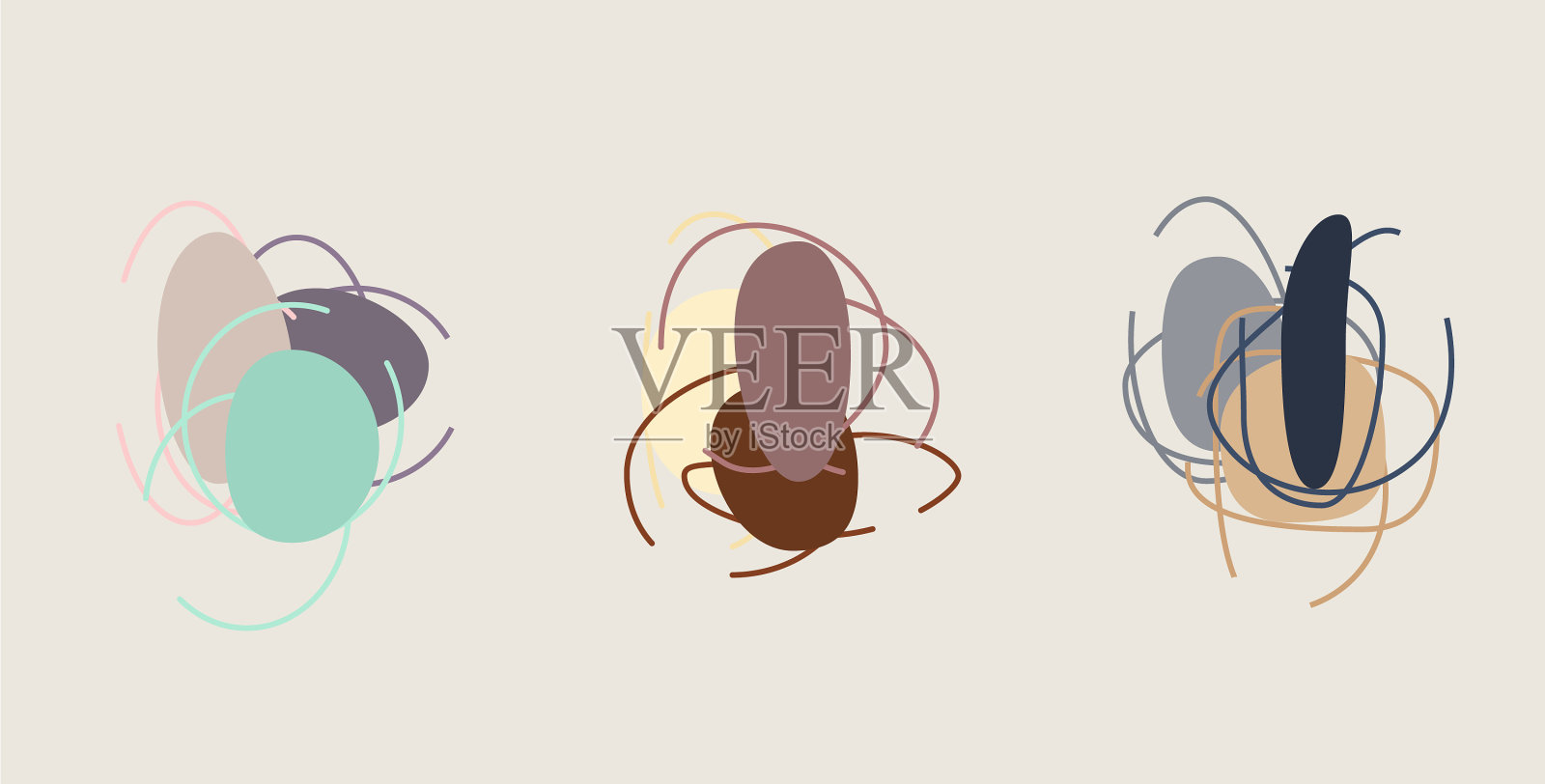 不同寻常的背景与各种形状和线条插画图片素材