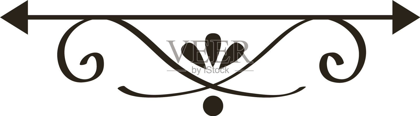 装饰旋涡隔板与叶片单色设计元素图片