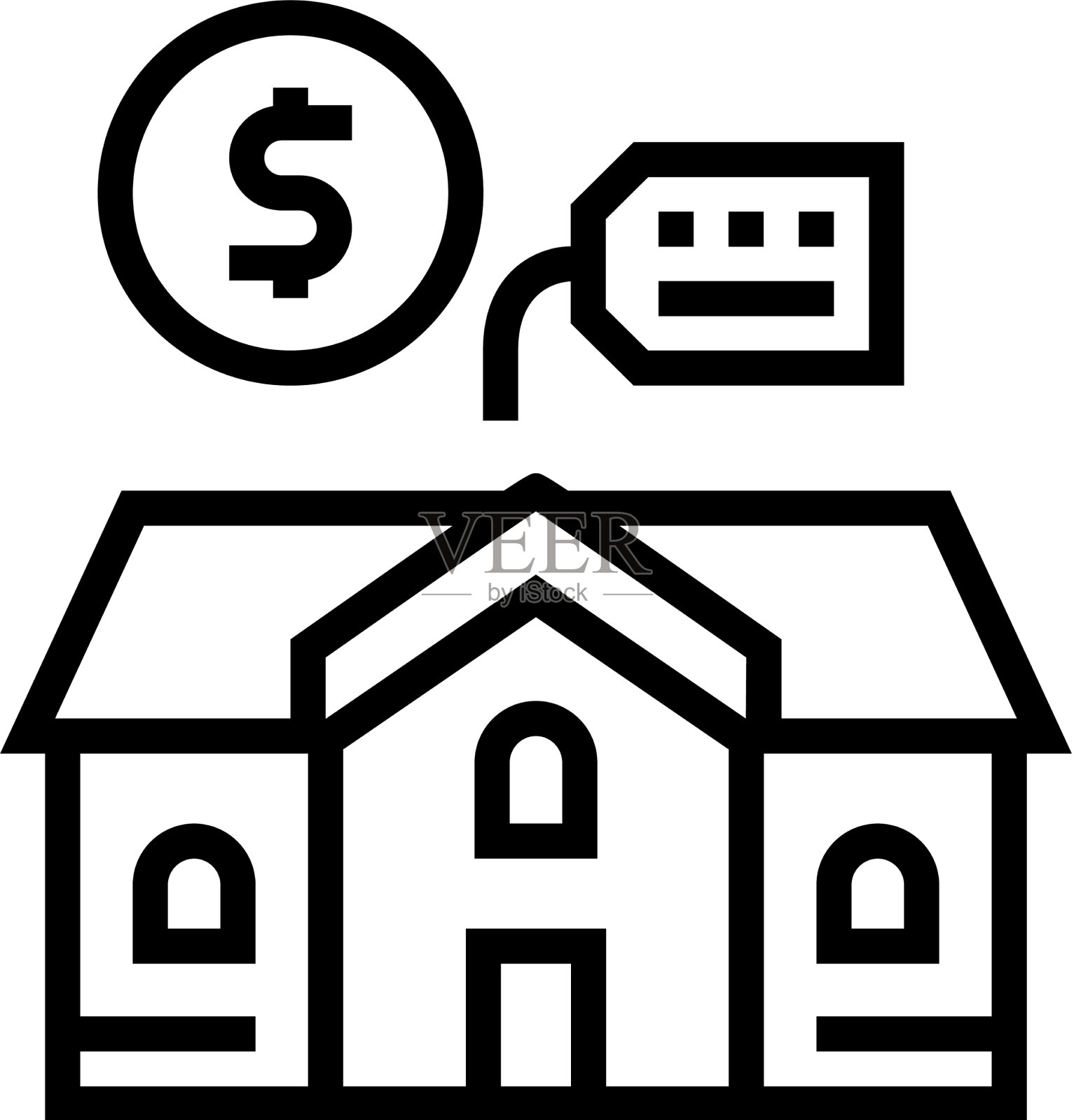 房屋建筑租赁线图标图标素材