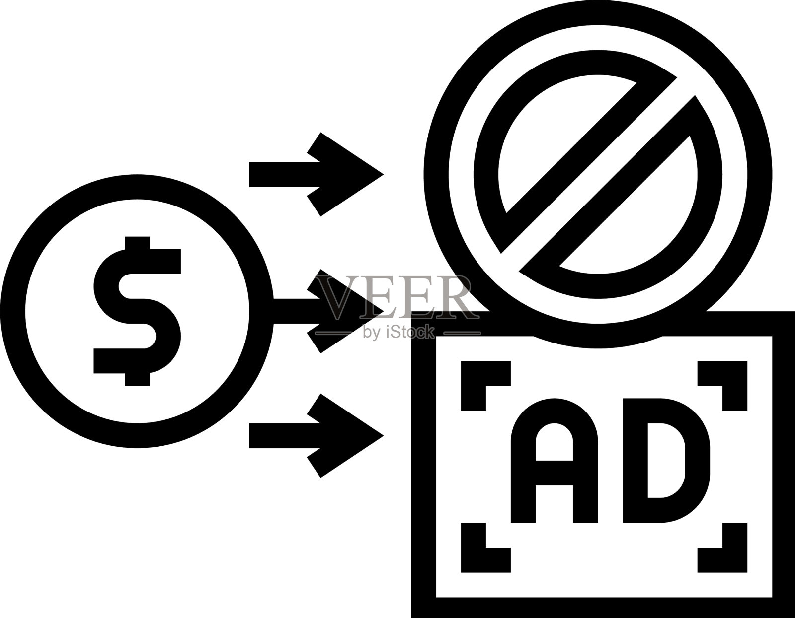 为停止广告线图标付费插画图片素材