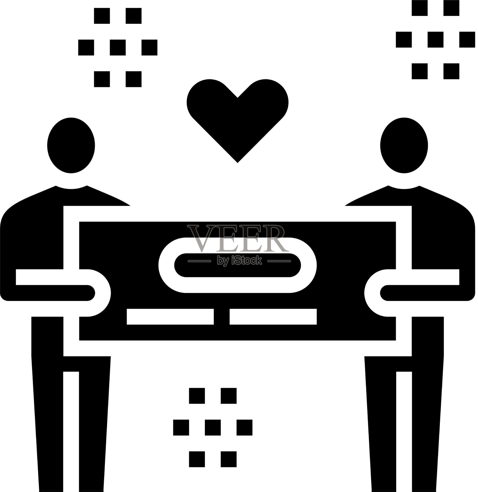 人类持有凭单或奖金支票字形图标插画图片素材