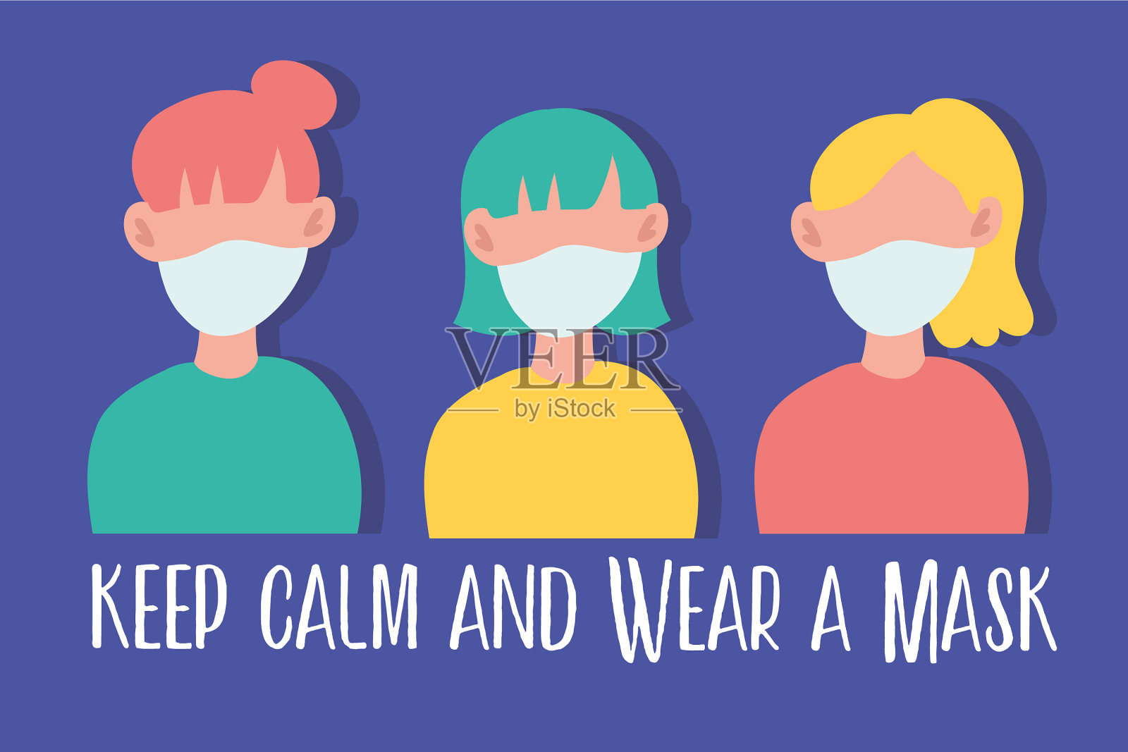 用你的面具字母运动来吸引女孩插画图片素材