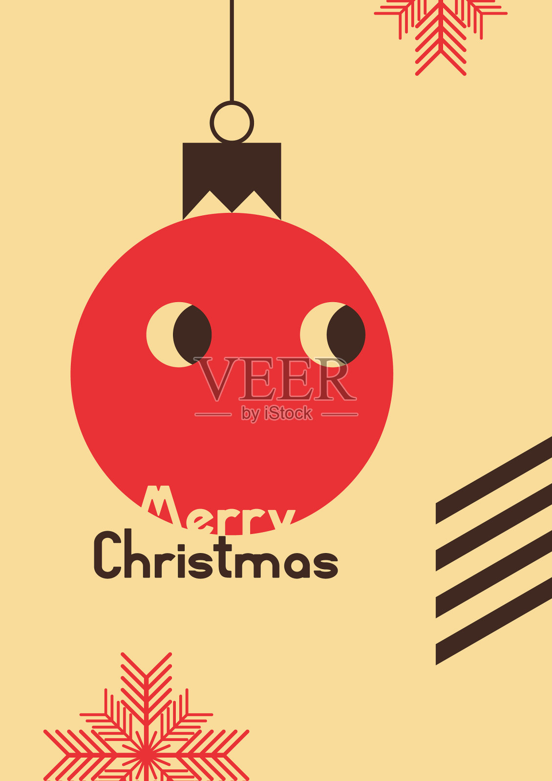 复古圣诞卡设计与卡通球插画图片素材