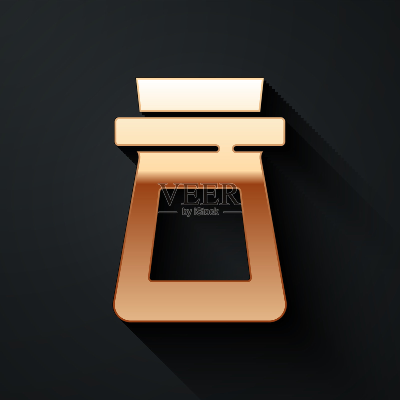 金色瓶子与药水图标隔离在黑色图标素材