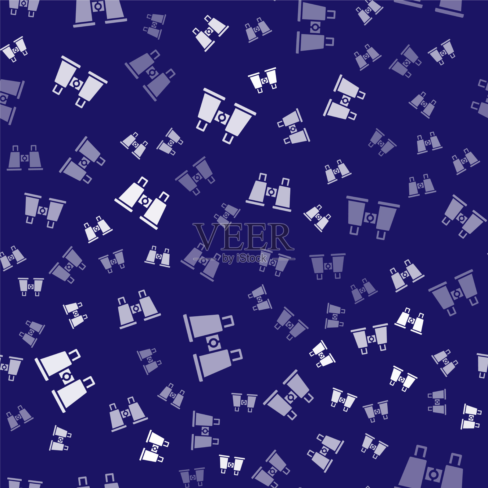 白色双筒望远镜图标孤立无缝图案上插画图片素材