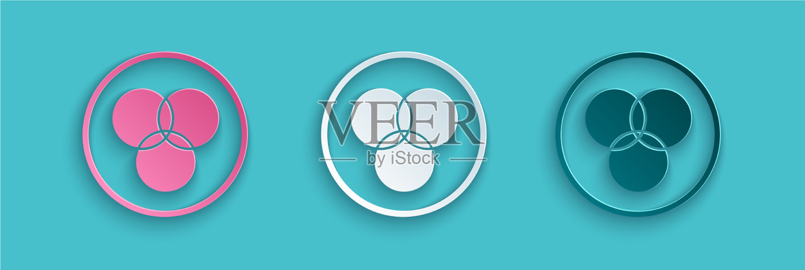 剪纸RGB和cmyk颜色混合图标隔离插画图片素材