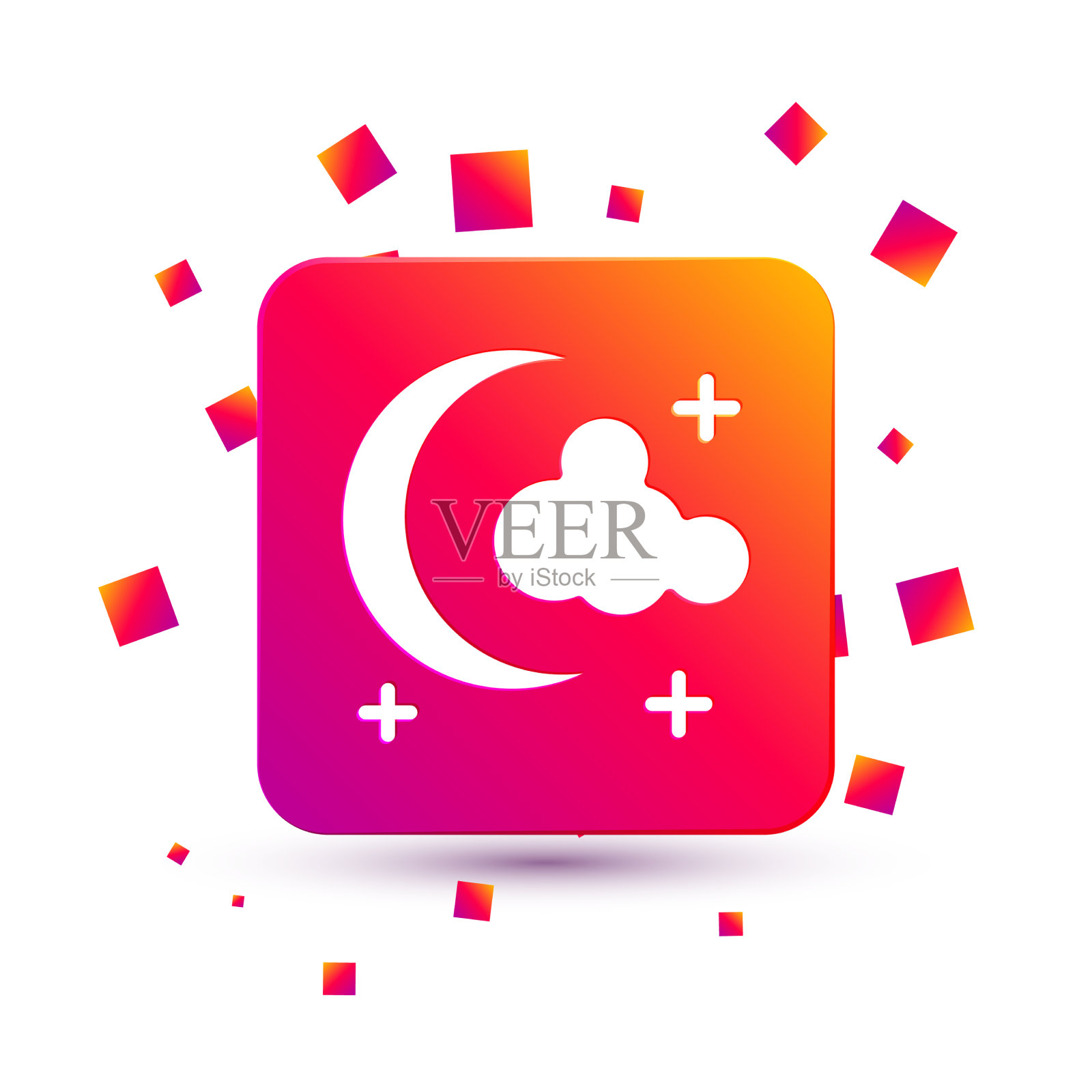 白色的月亮和星星图标孤立在白色上插画图片素材