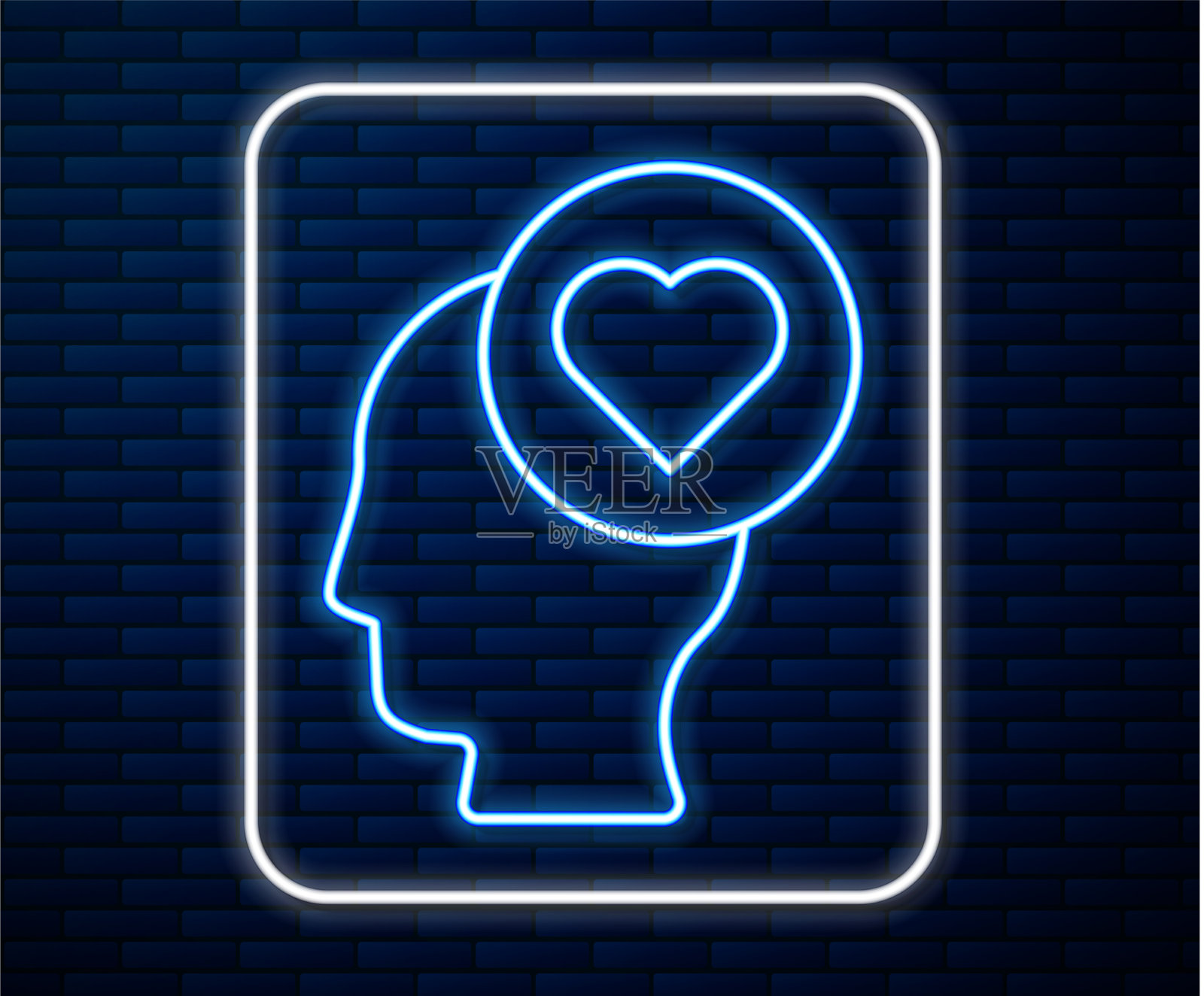 发光的霓虹线破碎的心或离婚的图标插画图片素材