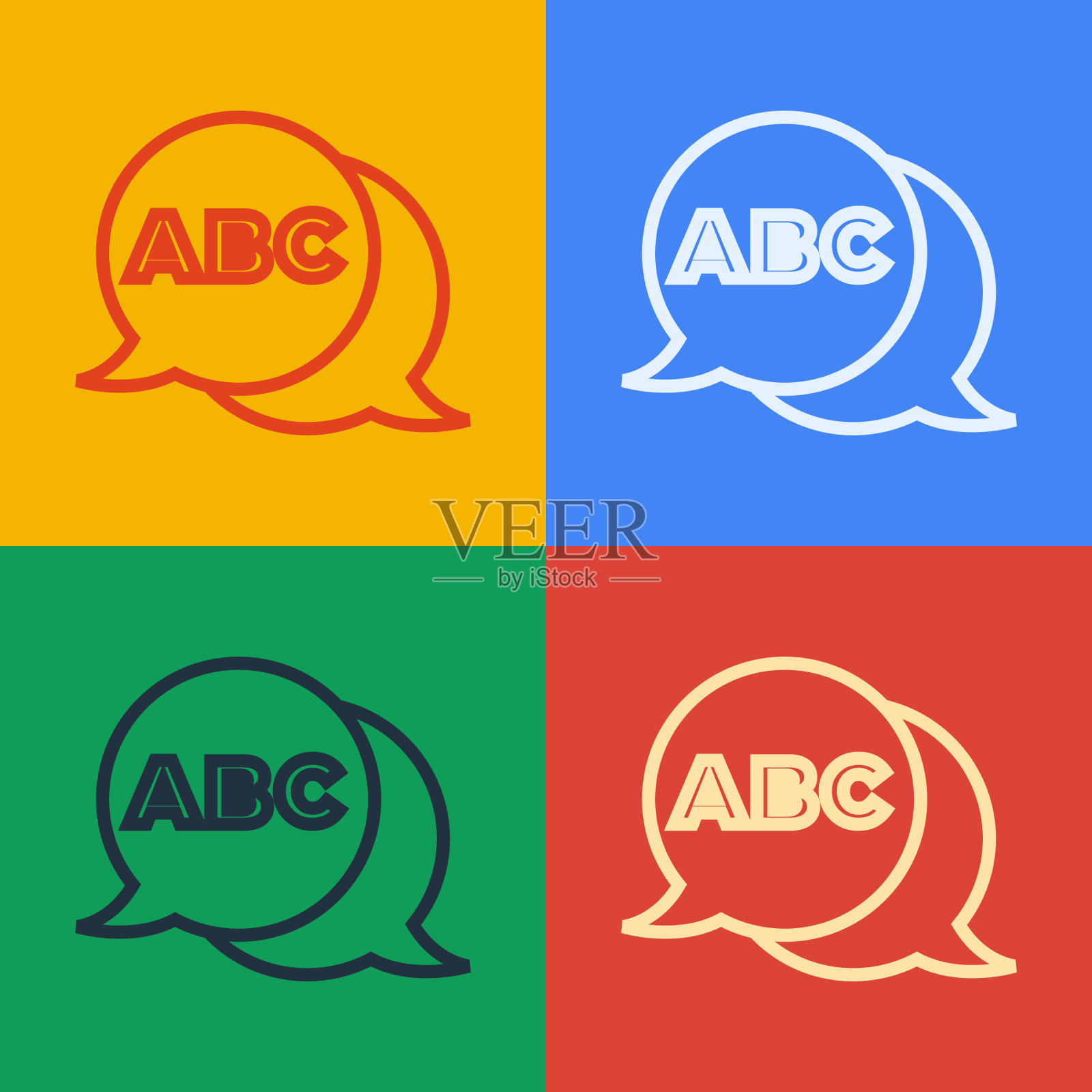 波普艺术线字母图标孤立的颜色图标素材